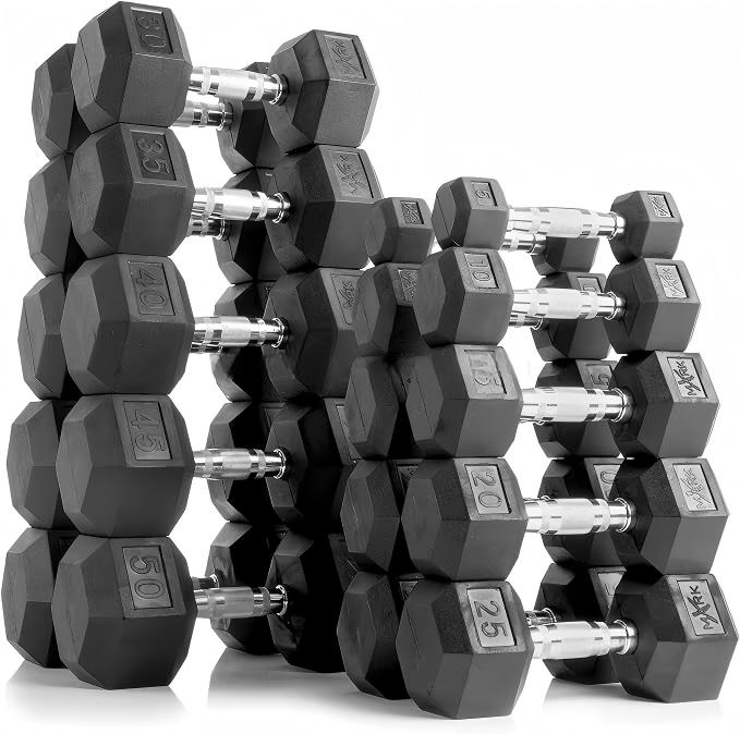 Hex Dumbbell Set - Hantle sześciokątne z gumową powłoką premium