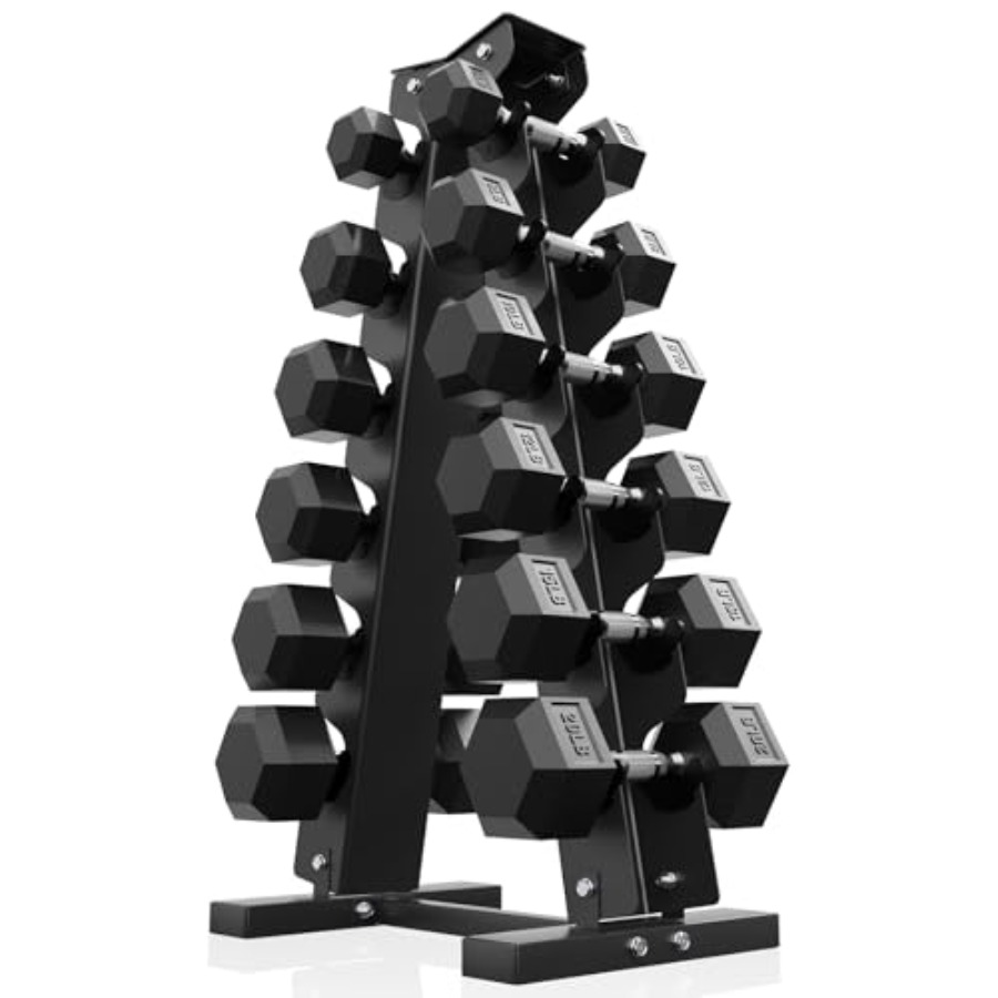 Hex Dumbbell Set - Zestaw gumowanych hantli sześciokątnych 140 lb