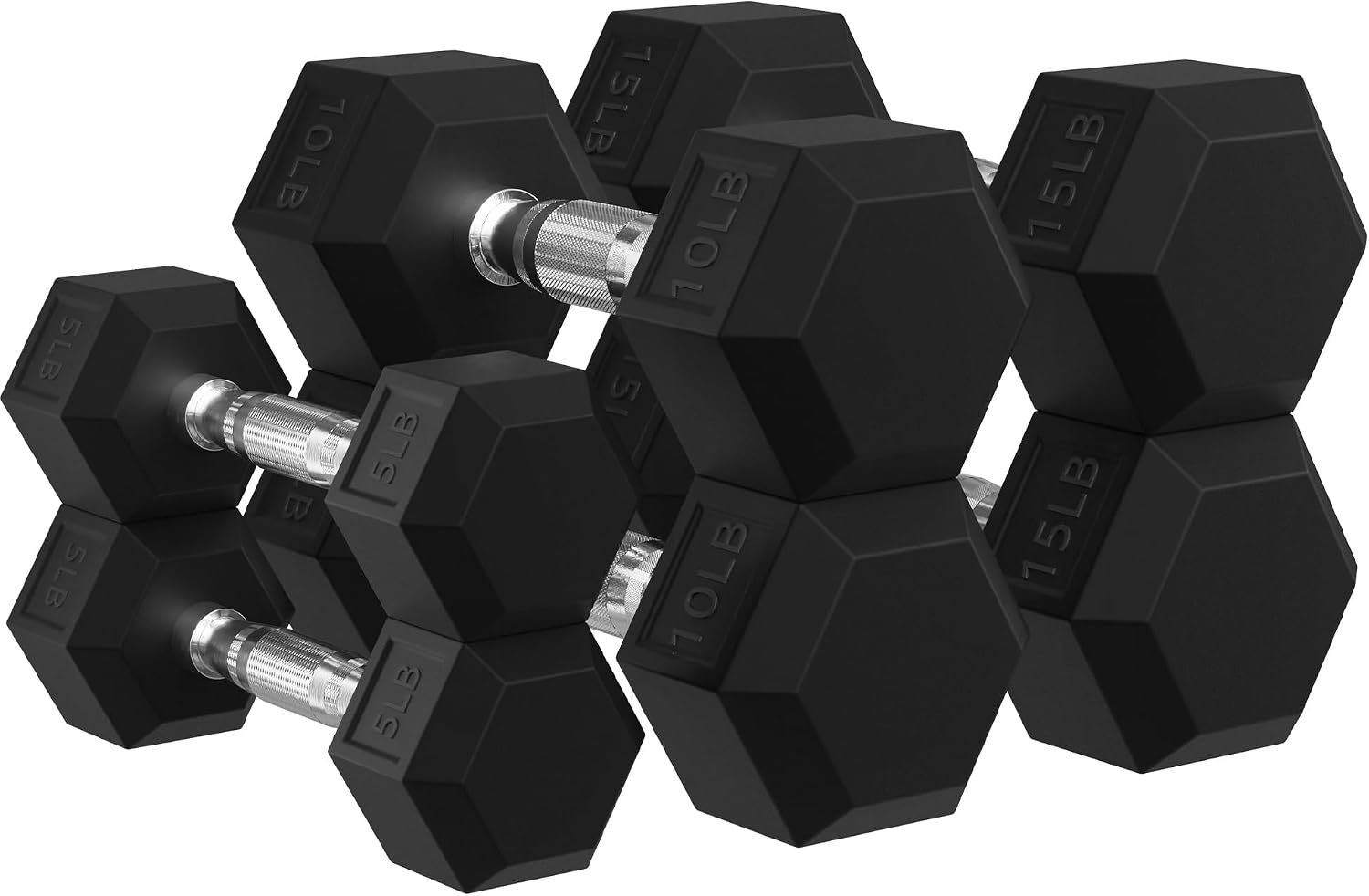 Hex Dumbbell Set - Hantle sześciokątne w gumowej obudowie z