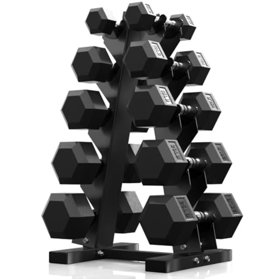 Hex Dumbbell Set - Zestawy hantli sześciokątnych z stojakiem 60-550lb,