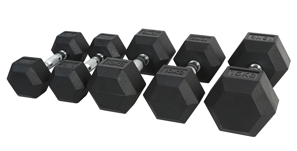 Wysokiej jakości zestaw gumowy – Hex Dumbbell Set recenzja i cena