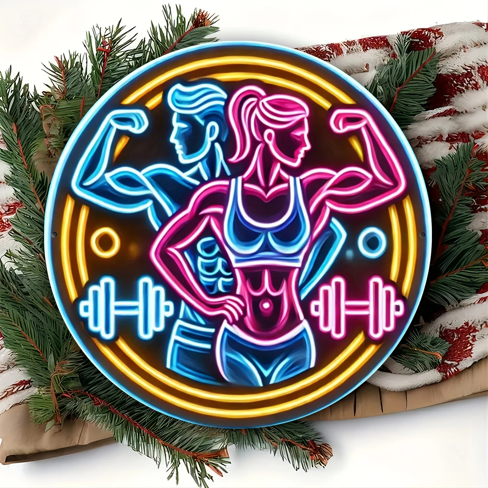 Metalowy Znak 2D Siłownia Fitn – Home Gym Dumbbell Workout recenzja i cena
