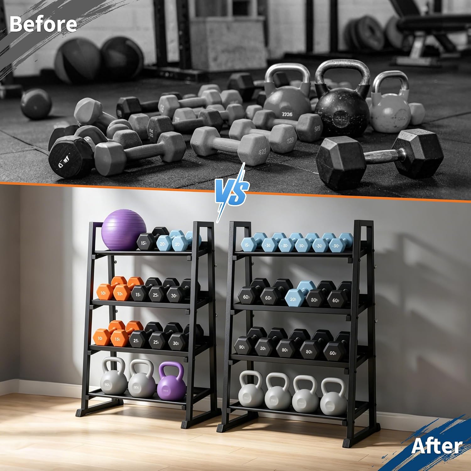 Wytrzymały 3-poziomowy stojak  – Home Gym Kettlebells recenzja i cena
