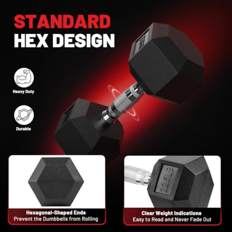 Zestaw hantli HEX 2.5-125lb, g – Hex Dumbbell Set recenzja i cena